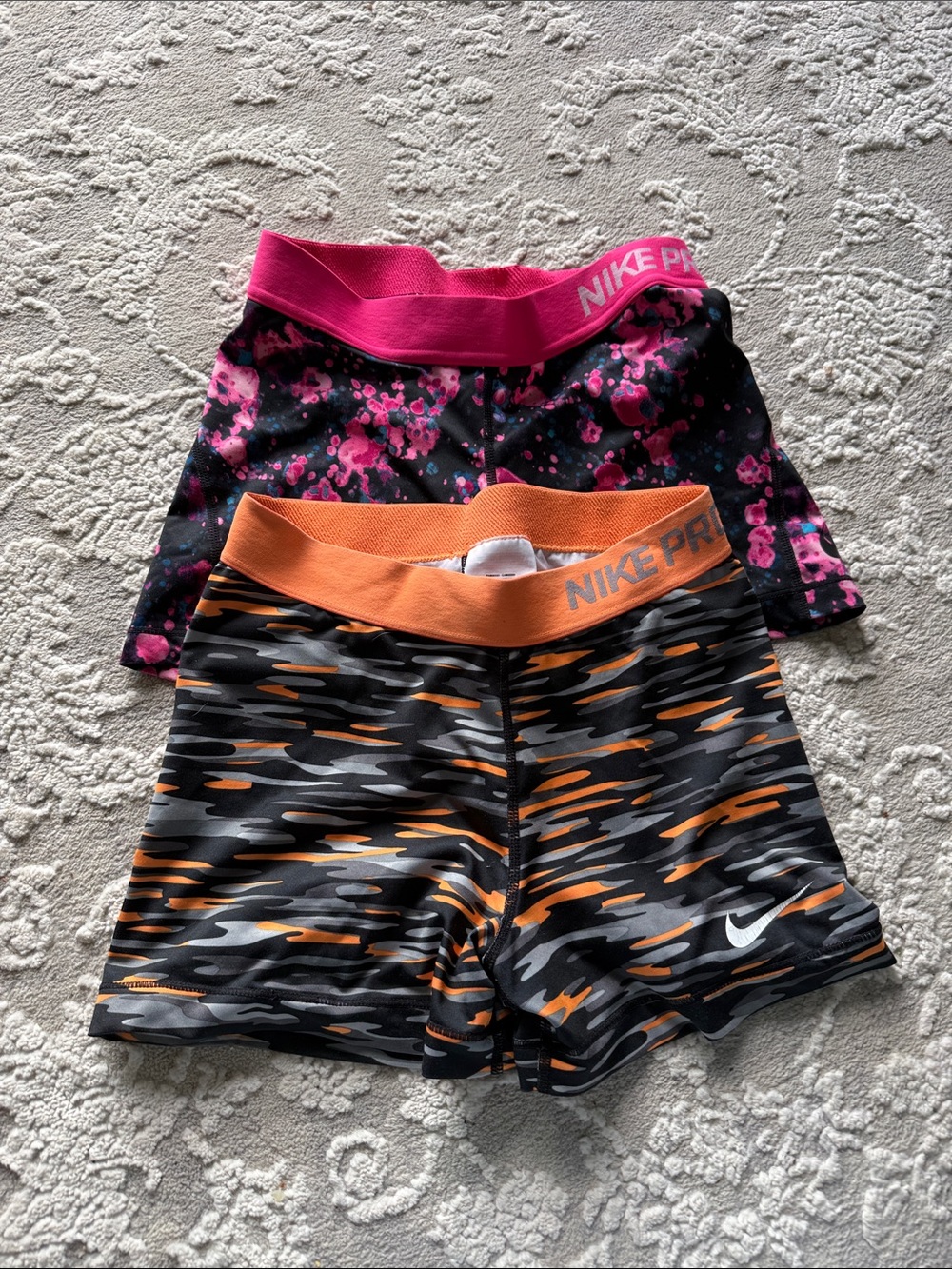 Nike Women’s Athletic Shorts Set — Black with Pink & Orange Accents